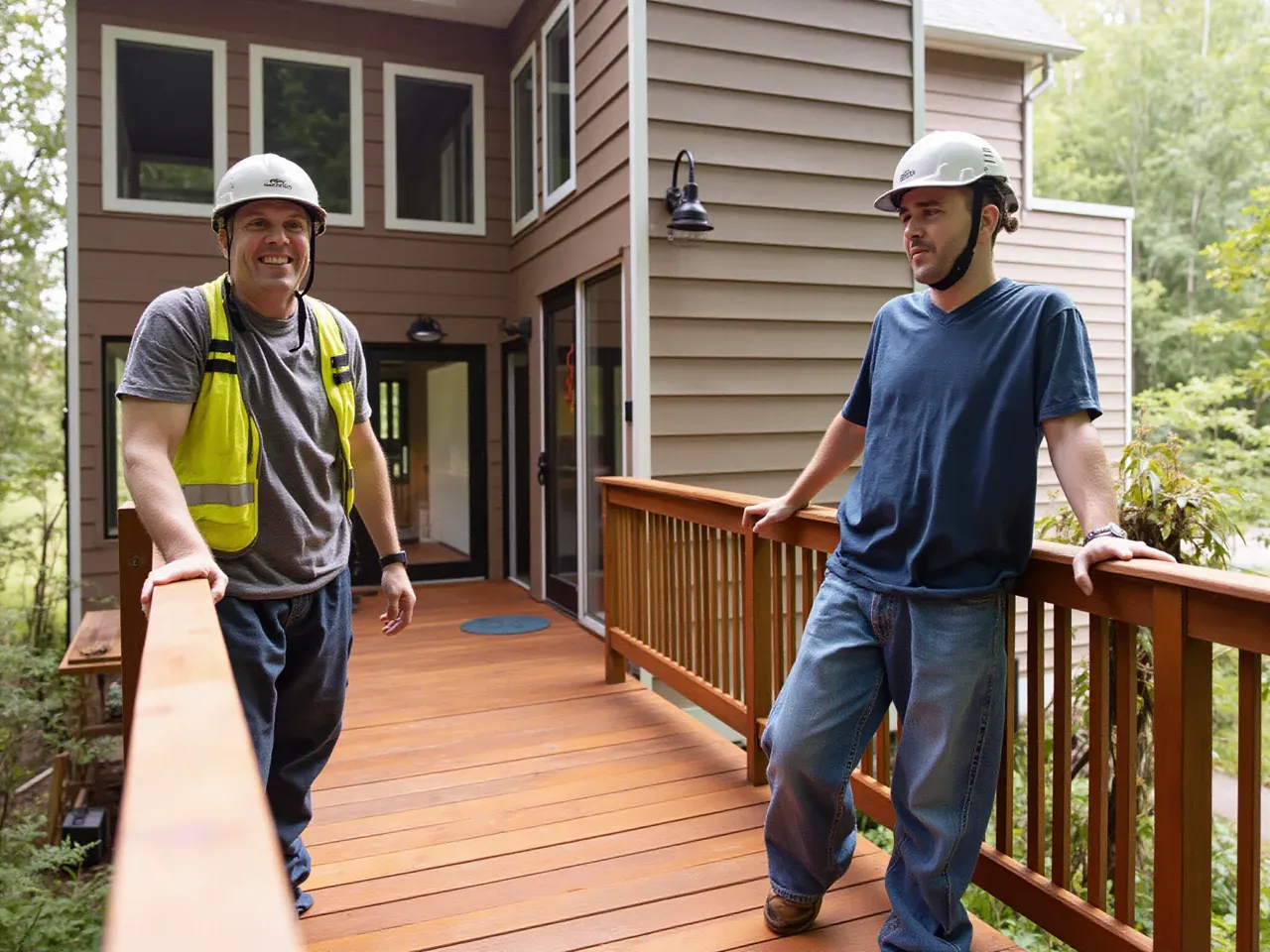 Alta Waterproof Decks owner consulting with a homeowner on their deck