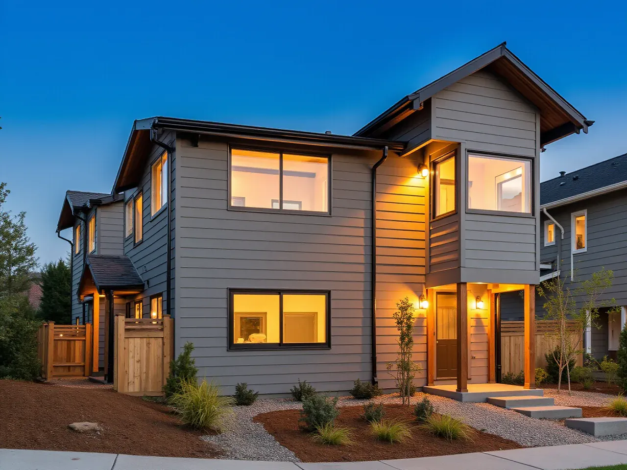 Contemporary home with newly installed fiber cement lap siding